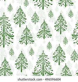 Seamless Pattern with Christmas Trees. Holiday Paper Design. Vector illustration