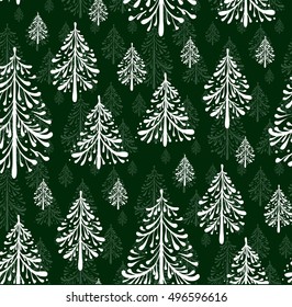 Seamless Pattern with Christmas Trees. Holiday Paper Design. Vector illustration