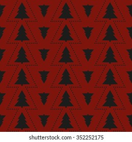 Seamless pattern with Christmas trees; 
New Year's background