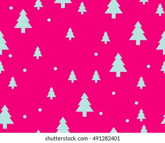 Seamless pattern Christmas trees for new year greeting card/wallpaper background. Vector Illustration.