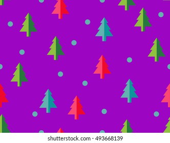 Seamless pattern Christmas trees for new year greeting card/wallpaper background. Vector Illustration.