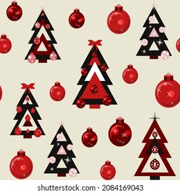 Seamless pattern with Christmas trees on a Christmas theme.
