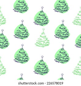 Seamless pattern with Christmas trees on a white background/Christmas tree Seamless Pattern