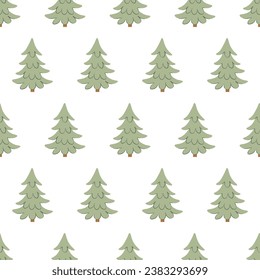 Nahtlose Muster von Weihnachtsbäumen auf weißem Hintergrund