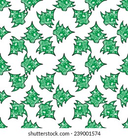 Seamless pattern with  Christmas trees on a backround. Vector
