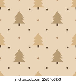 Seamless pattern with Christmas trees on a beige background
