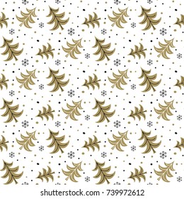 Seamless pattern with christmas trees on the white background. Vector illustration.