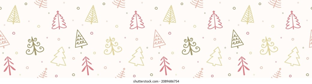 Patrón sin foco con árboles de Navidad. Cabecera panorámica. Vector