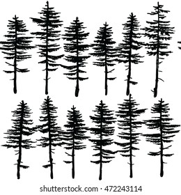 
Seamless pattern with Christmas trees and pine trees . vector drawing by hand. Background in the Scandinavian style .