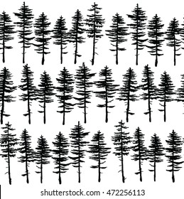 
Seamless pattern with Christmas trees and pine trees . Vector drawing by hand. Background in the Scandinavian style .