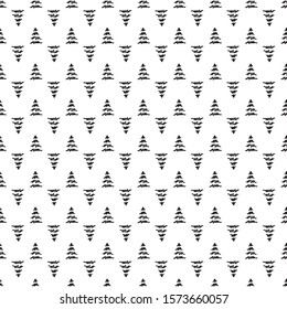 Seamless pattern with christmas trees. Print for textiles, fabrics, polygraphy, posters. Black and white illustration