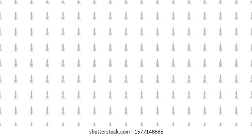 Seamless pattern with christmas trees. Print for design. Black and white illustration
