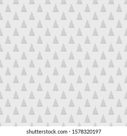 Seamless pattern with christmas trees. Print for design. Black and white illustration