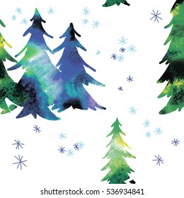 Seamless pattern with Christmas trees in a Scandinavian style . Simple vector drawing by hand.