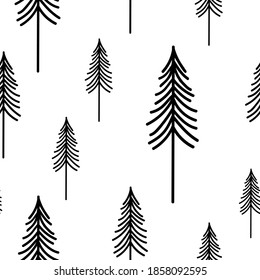 Seamless pattern Christmas trees silhouettes vector illustration