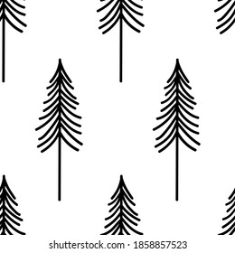 Seamless pattern Christmas trees silhouettes vector illustration