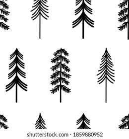 Seamless pattern Christmas trees silhouettes vector illustration