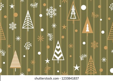 Seamless pattern with christmas trees. Simple flat modern design. Christmas and New Years party pattern for holiday decoration this perfect for greeting cards, wrapping paper,etc.Vector illustration 