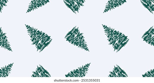 Patrón sin fisuras de bocetos de árboles de Navidad, Ilustración vectorial, fondo, Fondo de pantalla, textil, tela, papel, envoltura
