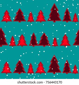 Seamless pattern with Christmas trees and snow