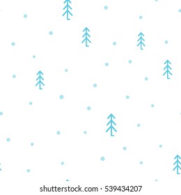 Seamless pattern of Christmas trees and snowflakes.