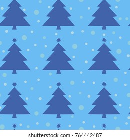 Seamless pattern from christmas trees and snowflakes