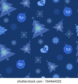Seamless pattern from christmas trees and snowflakes