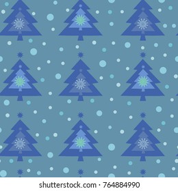 Seamless pattern from christmas trees and snowflakes