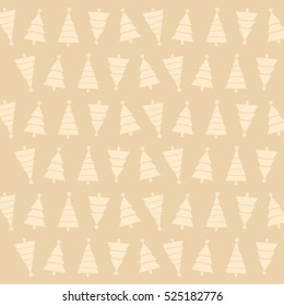 Seamless pattern with christmas trees and snows on yellow background. Wrapping paper. Vector illustration.