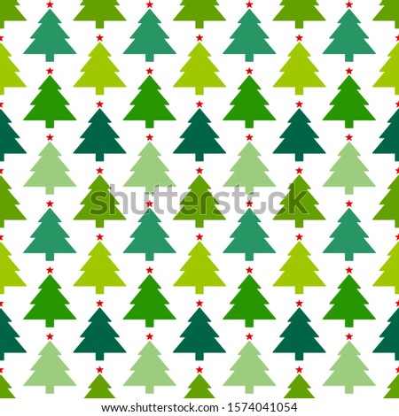 Seamless Pattern Christmas Trees With Stars In Lines Red Green