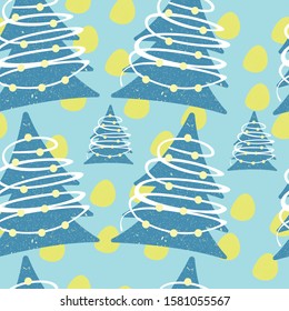 Seamless pattern with Christmas trees. Vector illustrations.