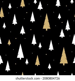 Seamless pattern with Christmas trees. Vector texture for print, textile, fabric, design, decor, gift wrap, packaging. Winter forest background.