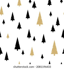 Seamless pattern with Christmas trees. Vector texture for print, textile, fabric, design, packaging. Winter forest background.