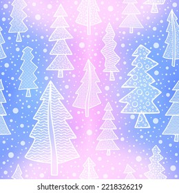 Seamless pattern of Christmas trees. Vector background on a winter theme.