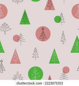 Seamless pattern Christmas trees. Vector background. Abstract Christmas trees. Design of New Year's decor, packing.