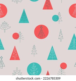 Seamless pattern Christmas trees. Vector background. Abstract Christmas trees. Design of New Year's decor, packing.