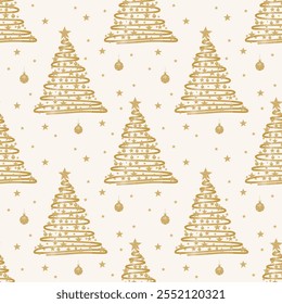 Seamless pattern with Christmas trees. Wrapping paper concept. Banner. Vector illustration
