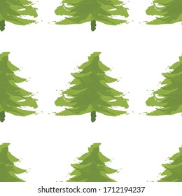 Patrón sin problemas con árboles de Navidad. Árbol de Navidad dibujado a mano, plantilla para tarjeta de saludo de año nuevo o vacaciones de decoración de embalaje - Ilustración vectorial
