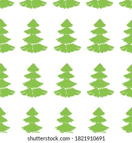 Seamless pattern with Christmas trees. Xmas tree hand drawn, template for new year greeting card or packaging decoration holiday - Vector illustration