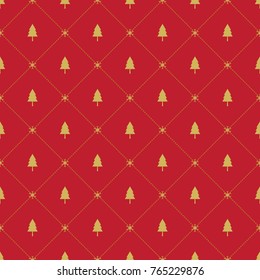 Seamless pattern with Christmas trees,snow flakes