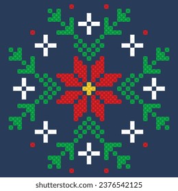 seamless pattern with christmas. tribal pattern. local fabric pattern. pixel pattern. cross stitch	