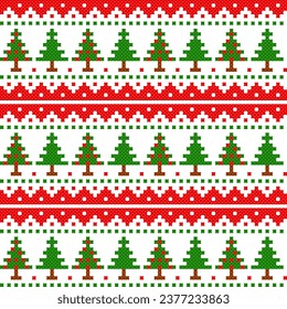 seamless pattern with christmas. tribal pattern. local fabric pattern. pixel pattern. cross stitch