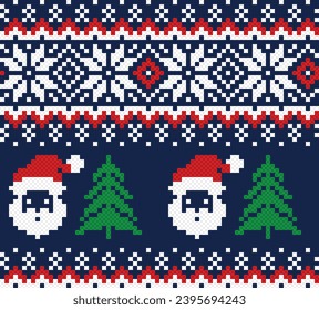 seamless pattern with christmas. tribal pattern. local fabric pattern. pixel pattern. cross stitch