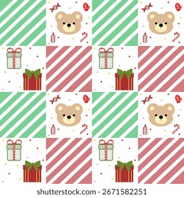 nahtloses Muster mit Weihnachtsvektor, Weihnachtsmann, Weihnachtsgrafik, Urlaubsverkauf, Grußkarte, Neujahrshintergrund