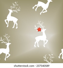 Seamless pattern for Christmas with white reindeer on grey background
