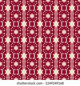 seamless pattern. Christmas wrapping paper with patterns, stars and snowflakes.. Bright Christmas texture for wallpaper, web banner, print. Winter design elements. Vector illustration. Eps10.