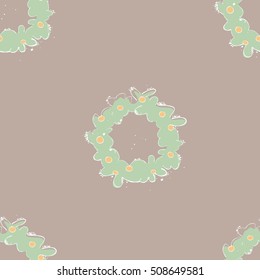 Seamless pattern Christmas wreath. Background cardboard. Hand draw