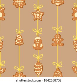 Nahtlose Muster für Weihnachten.Weihnachtskuchen. Vektorgrafik im flachen Cartoon-Stil. Festes Muster für Stoff, Wickelpapier, Design.