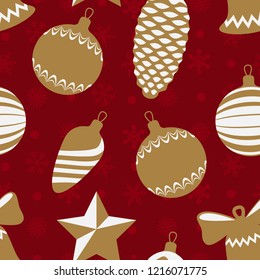 Seamless pattern with Christmas-tree decorations