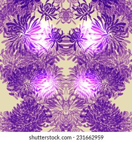 Seamless pattern with chrysanthemum flowers